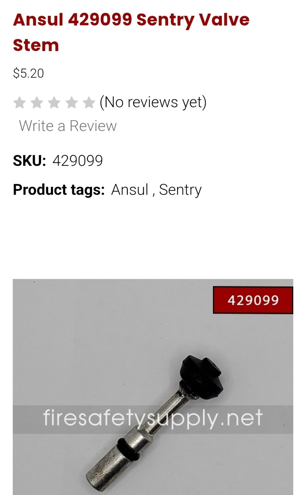 (20) 429099 Sentry Valve Stem