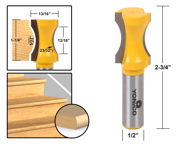 23/32" Radius Convex Trim Molding Router Bit - 1/2" Shank - Yonico 13102