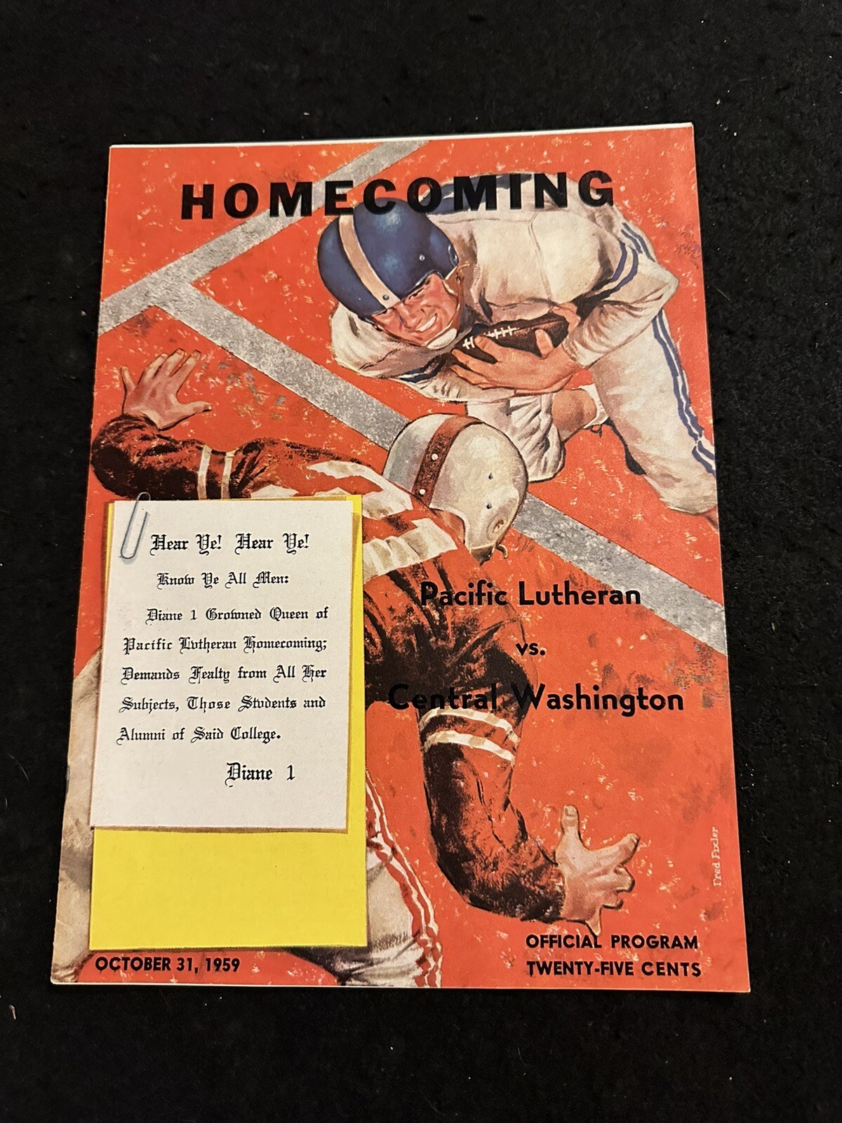 1959 NCAA Football Program Pacific Lutheran Lutes VS Central Washington Wildcats