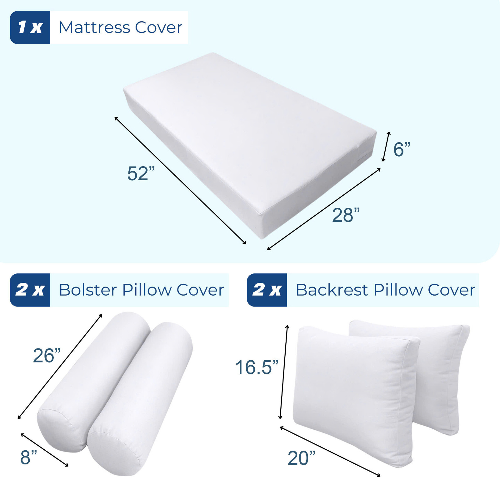 COVER ONLY STYLE 1 Mattress Pillow Daybed Porch Swing Contrast Trim Crib AD107