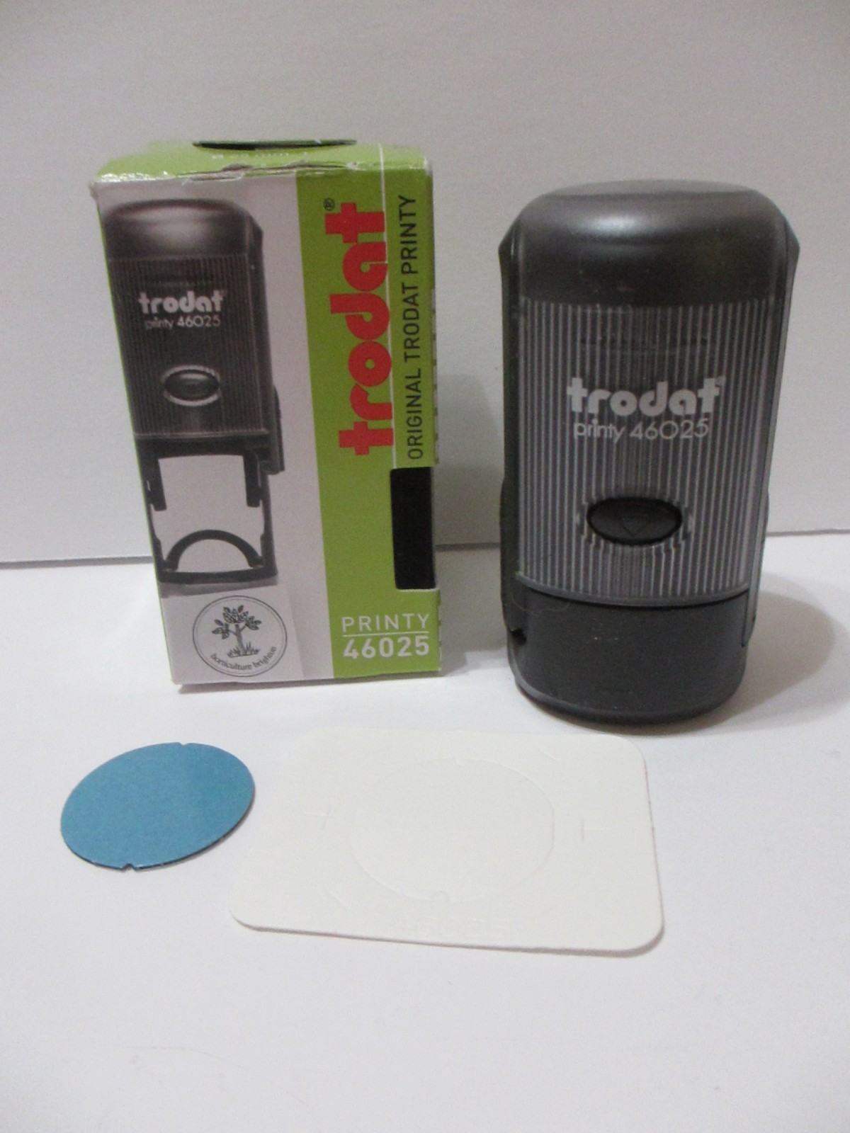 46025 BLANK TRODAT PRINTY ROUND DIE PLATE BLACK INK PAD NOS SELF INKING STAMPER