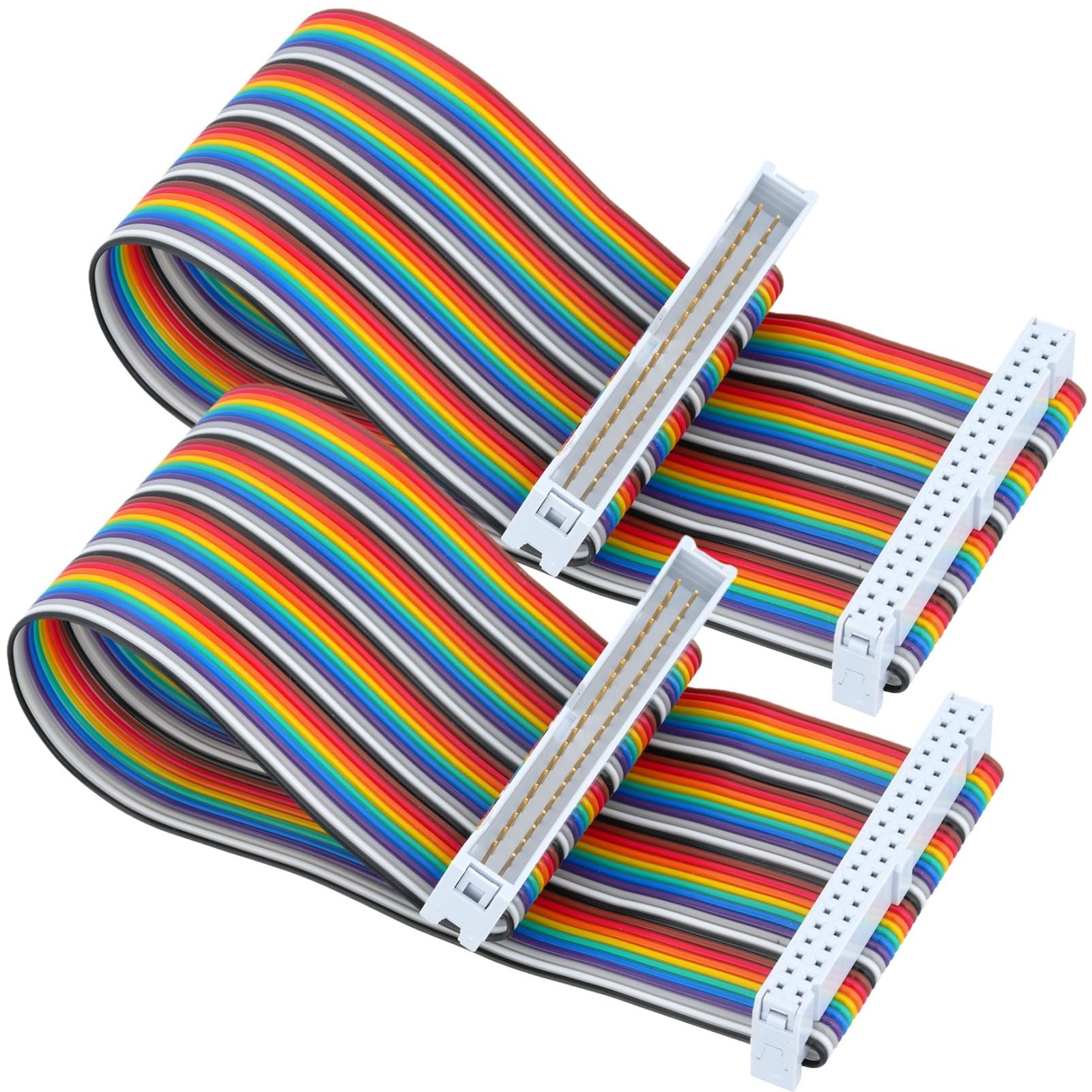2 Pcs 40 Pin GPIO Ribbon Cable Male and Female 8 inch multicolor