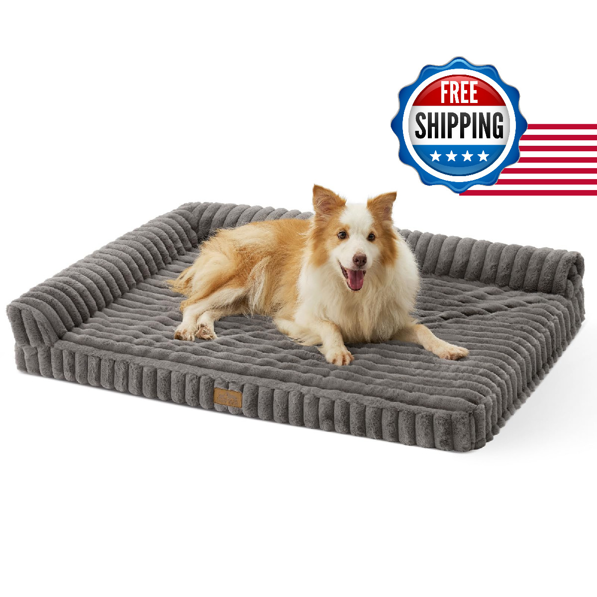 COZY KISS Cute Dog Bed, Faux Rabbit Fur Orthopedic Foam Dog Bed with Sides, Remo