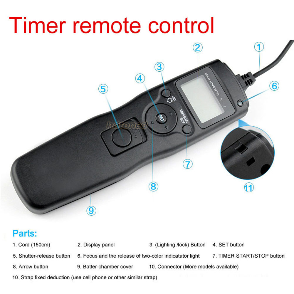 Timer Remote Shutter Release Cord for EOS Canon 40D 50D 1D 5D Mark II III 6D 7D