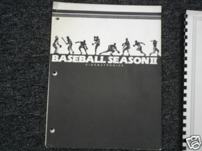 BASEBALL SEASON 2 video arcade video game manual