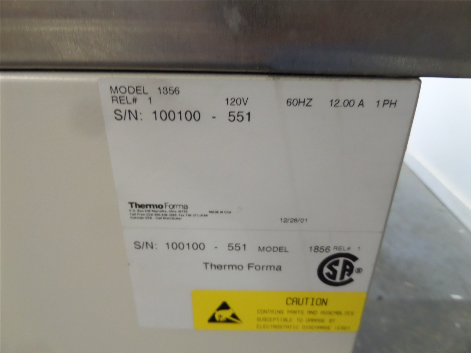 Thermo Forma 1856 Laminar Airflow Workstation