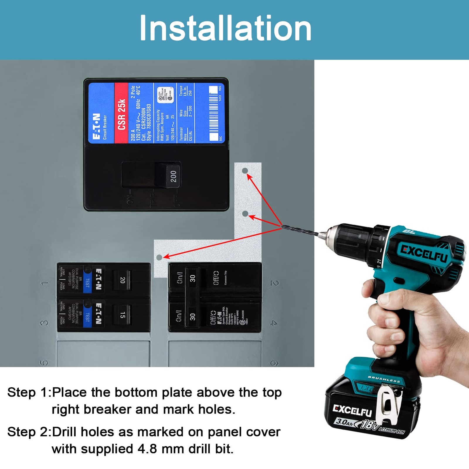 Generator Interlock Kit Compatible with Eaton Cutler Hammer silver grey black