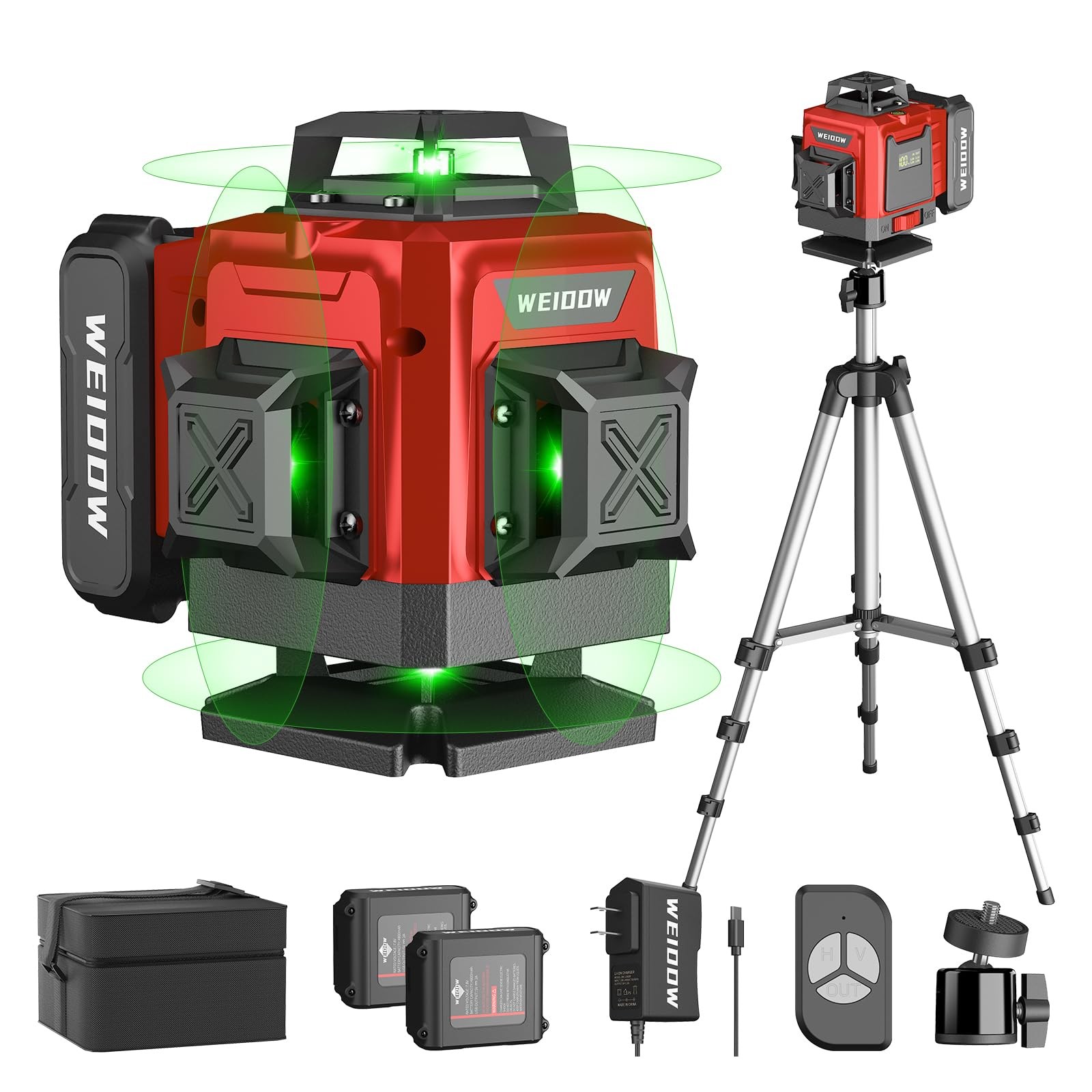 Nivel Láser 16 Líneas 4D Autonivelante 360° Kit Trípode Construcción Uso Rudo
