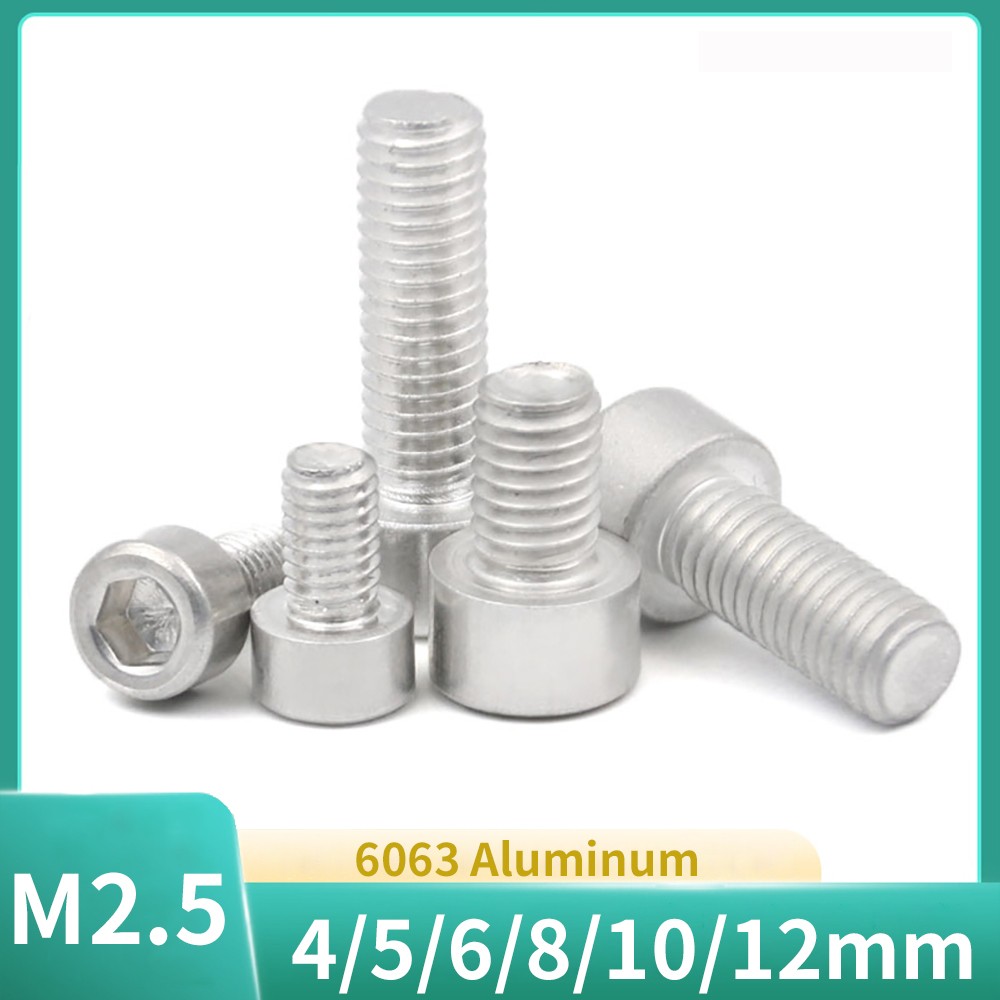 M2.5 Aluminum Alloy Socket Allen Head Cap Bolt Screw 4 5 6 8 10 12mm Length