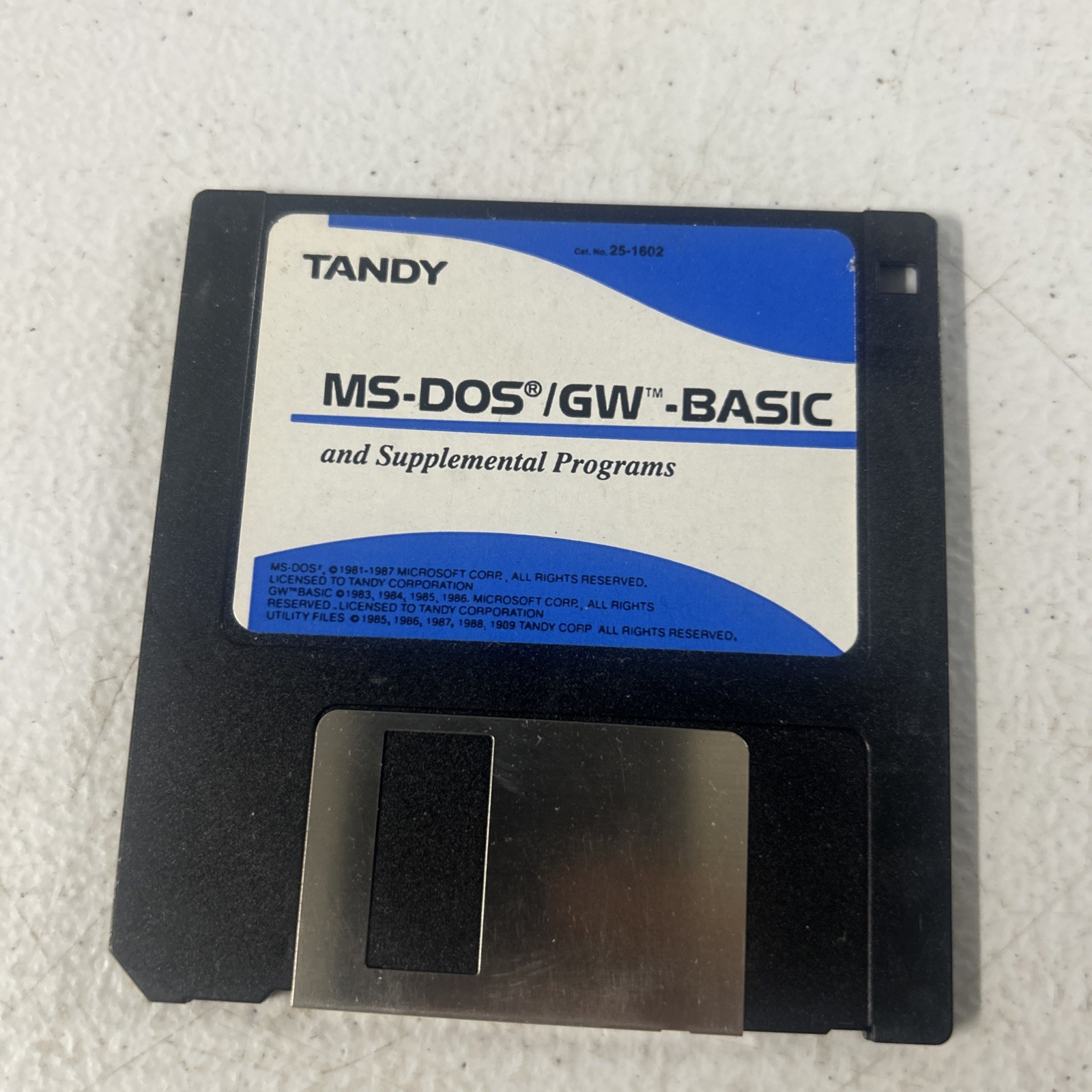 Tandy MS-DOS GW-BASIC 3.5" Floppy Disk 25-1602 for Tandy 1000 TL/2 - RARE!