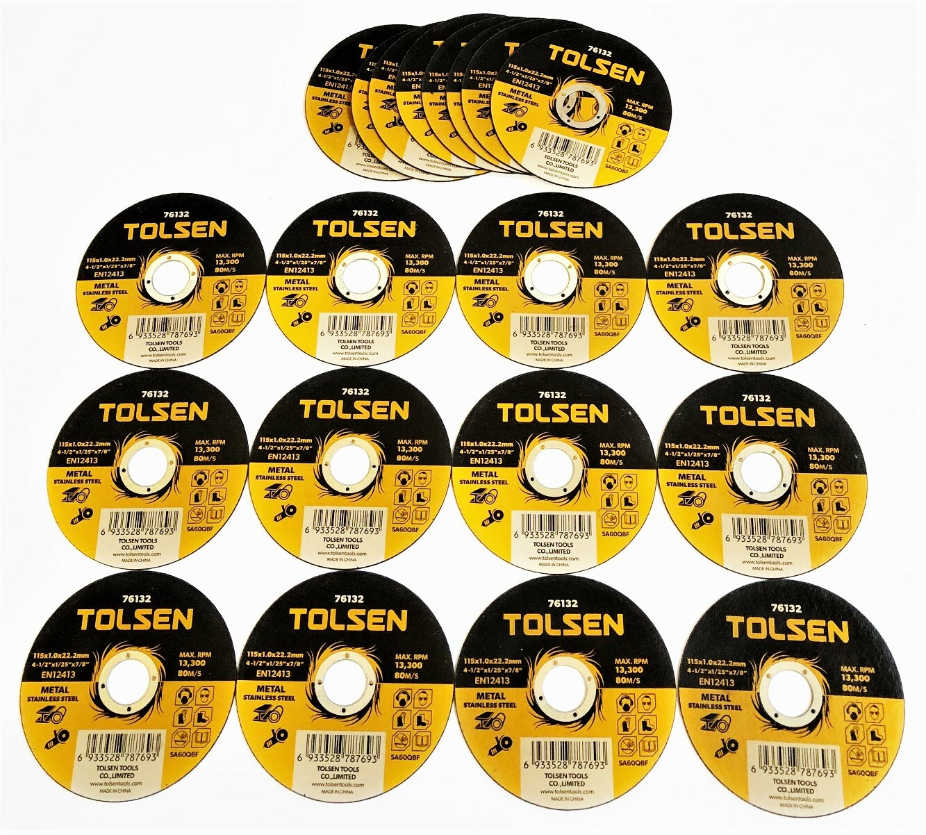 20 TOLSEN 4-1/2 X 1/25" FLAT METAL CUT OFF CUTTING WHEELS STAINLESS STEEL 76132