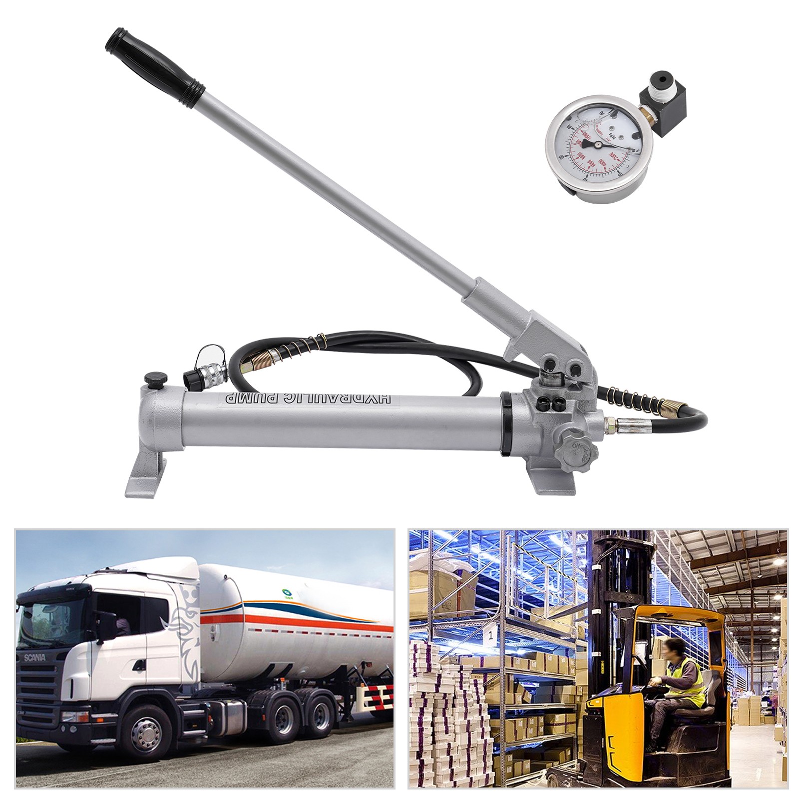 Manual Hydraulic Hand Pump Hydraulic Hand Pump with Pressure Guage US STOCK
