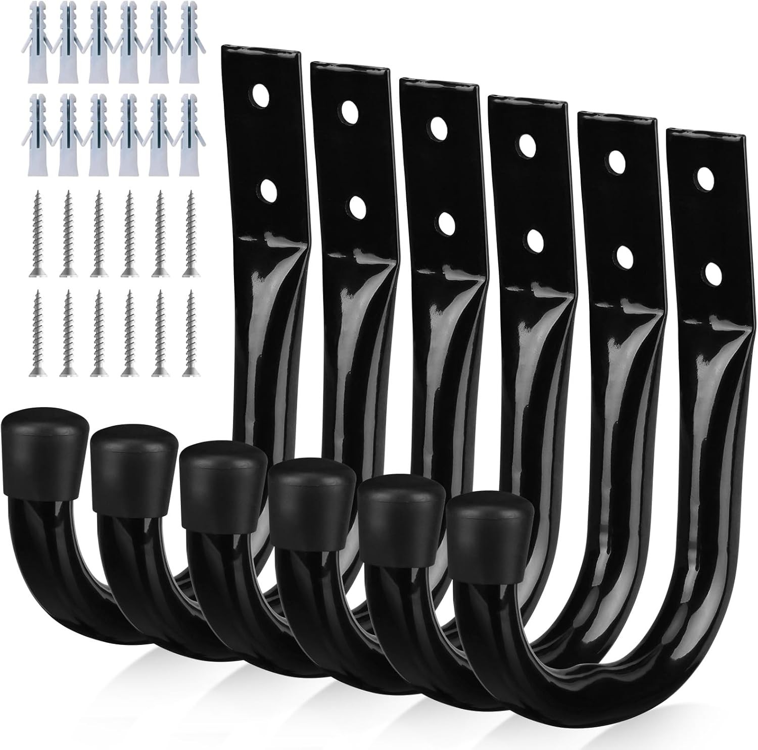 Heavy Duty Garage Storage Hooks, 6-piece Bike Hooks for 6PCS Black, Black
