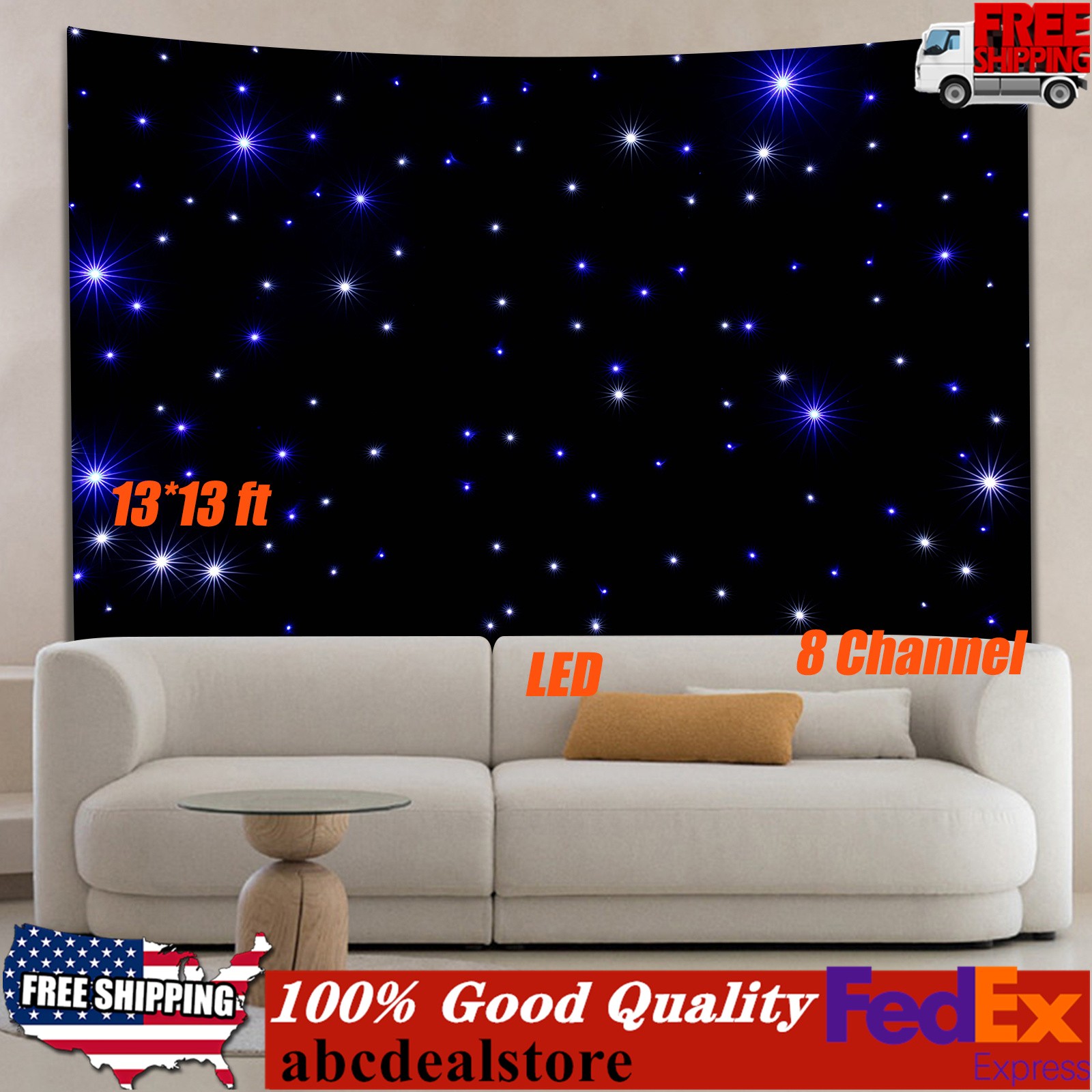13*13ft Star Stage Backdrop LED Star Curtain Background Starry Sky w/ Remote DMX