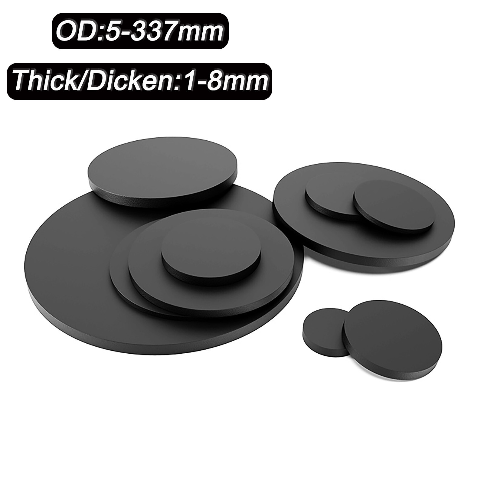 Rubber round solid gaskets Discs Shock absorbing gaskets 5mm 8mm 10mm 12mm-400mm