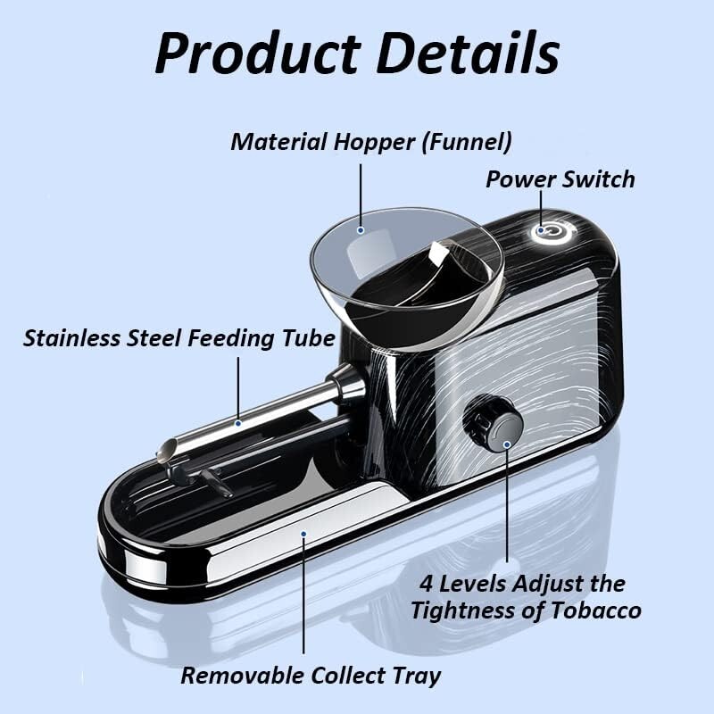 Electric Cigarette Rolling Machine, Portable Tobacco Injector Machine can Grind