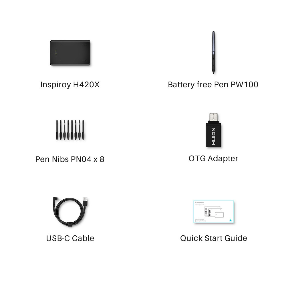 HUION Inspiroy H420X Graphics Drawing Tablet Android Supported Online Teaching