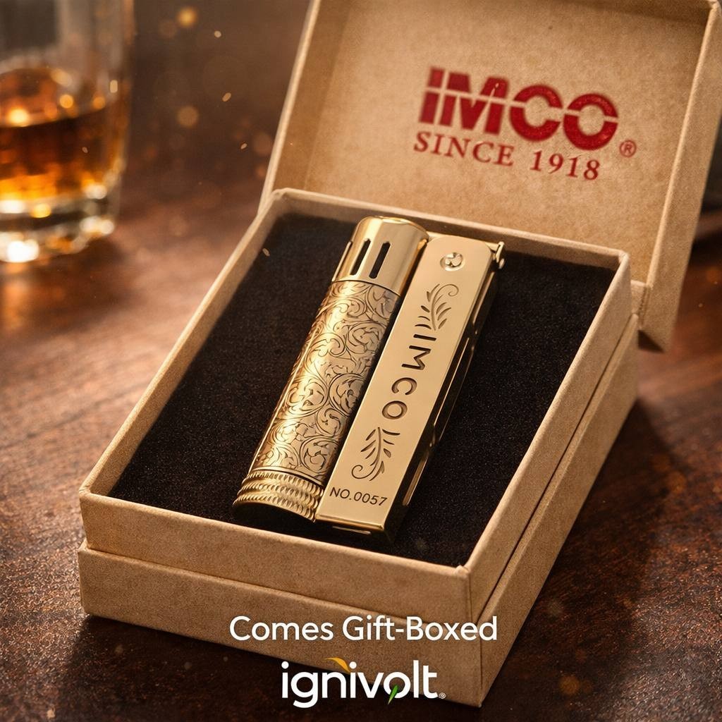 IMCO 6600 Retro Lighter Brass Steel Kerosene Windproof Gift Box Vintage....