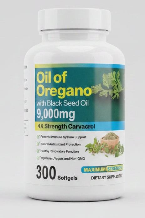 Oregano Oil 9000mg 300gels Contains Carvacrol with Black Seed Oil