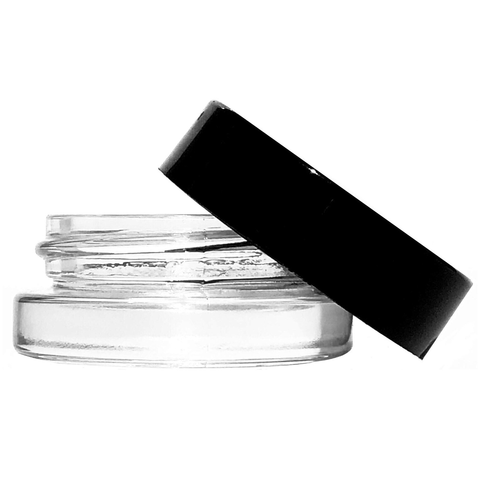 3 Pack Thick Bottom Low Profile 7ml Glass Concentrate Jars With Black Lids