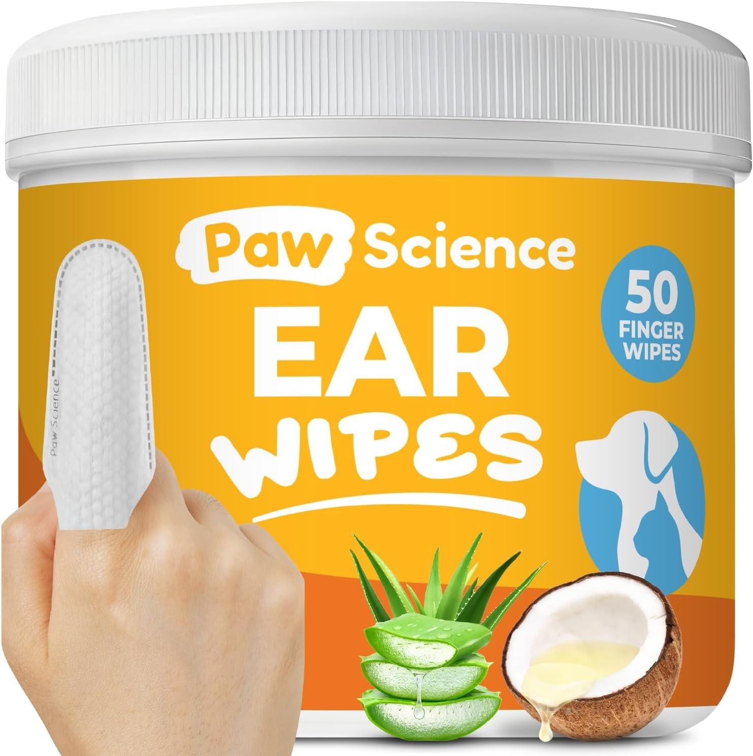 Paw Science Dog Ear Cleaner Wipes – Finger Wipes for Dogs & Cats – Cleaning, ...