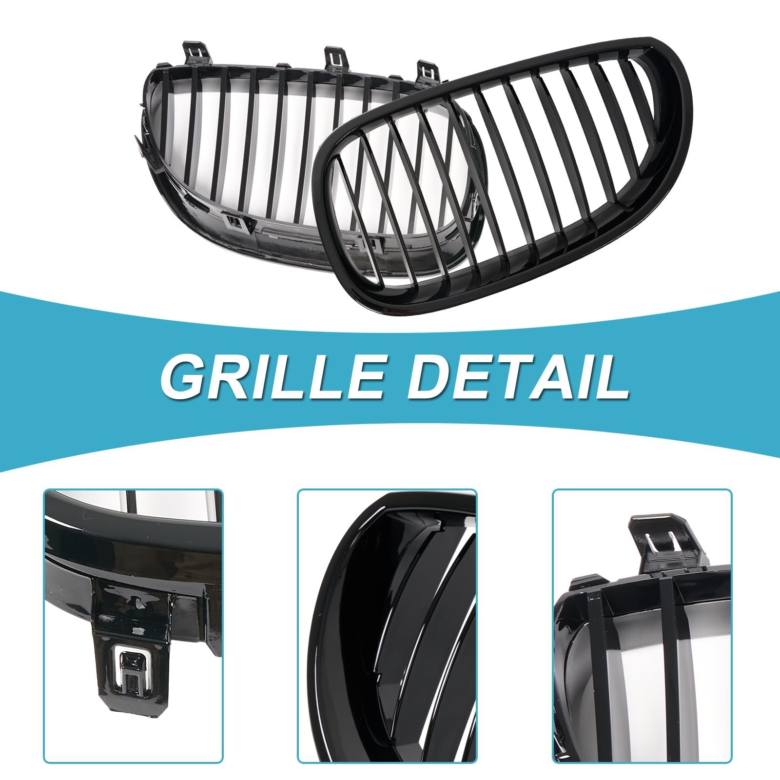 KHK Front Grill Compatible with BMW 5 Series E60 2003-2009 525i 528i 530i 535...