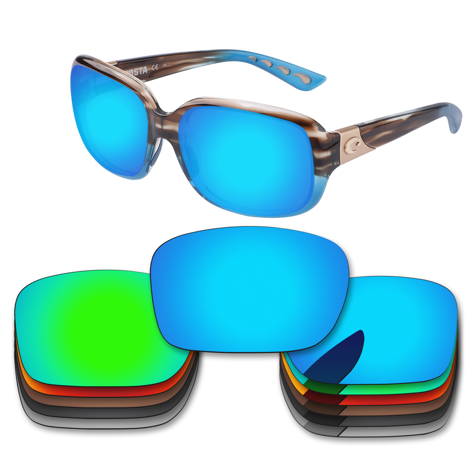 Lenslog Polarized Replacement Lenses For-Costa Del Mar Gannet Frame -Colors