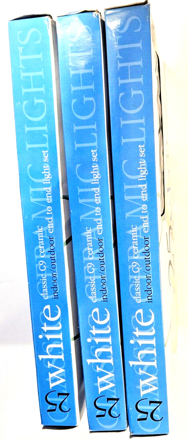 25 White C9 Lights 24’ Ceramic Light Set of 3 indoor/outdoor end to end New
