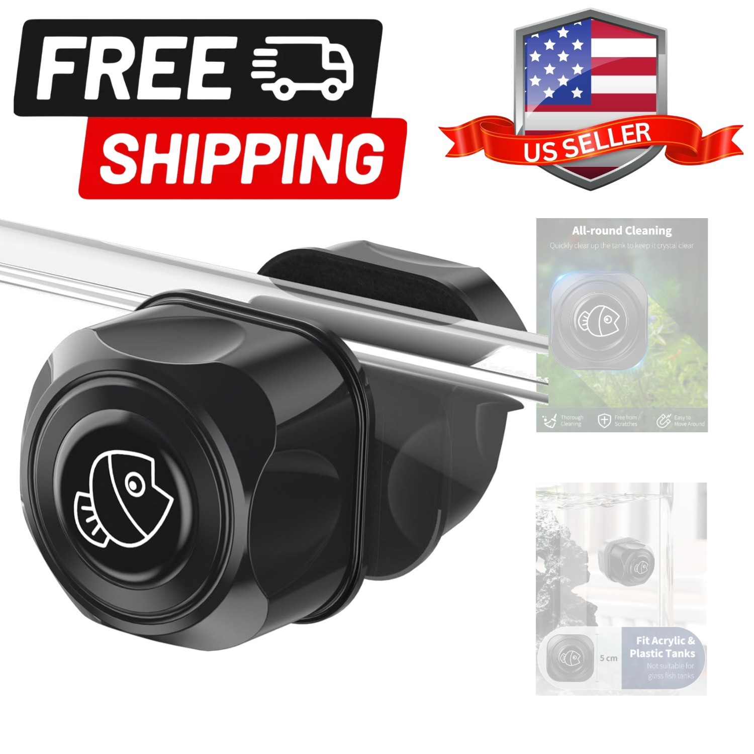 Aquarium Magnetic Brush Fish Tank Cleaner for Acrylic & Plastic Aquariums 1.8...