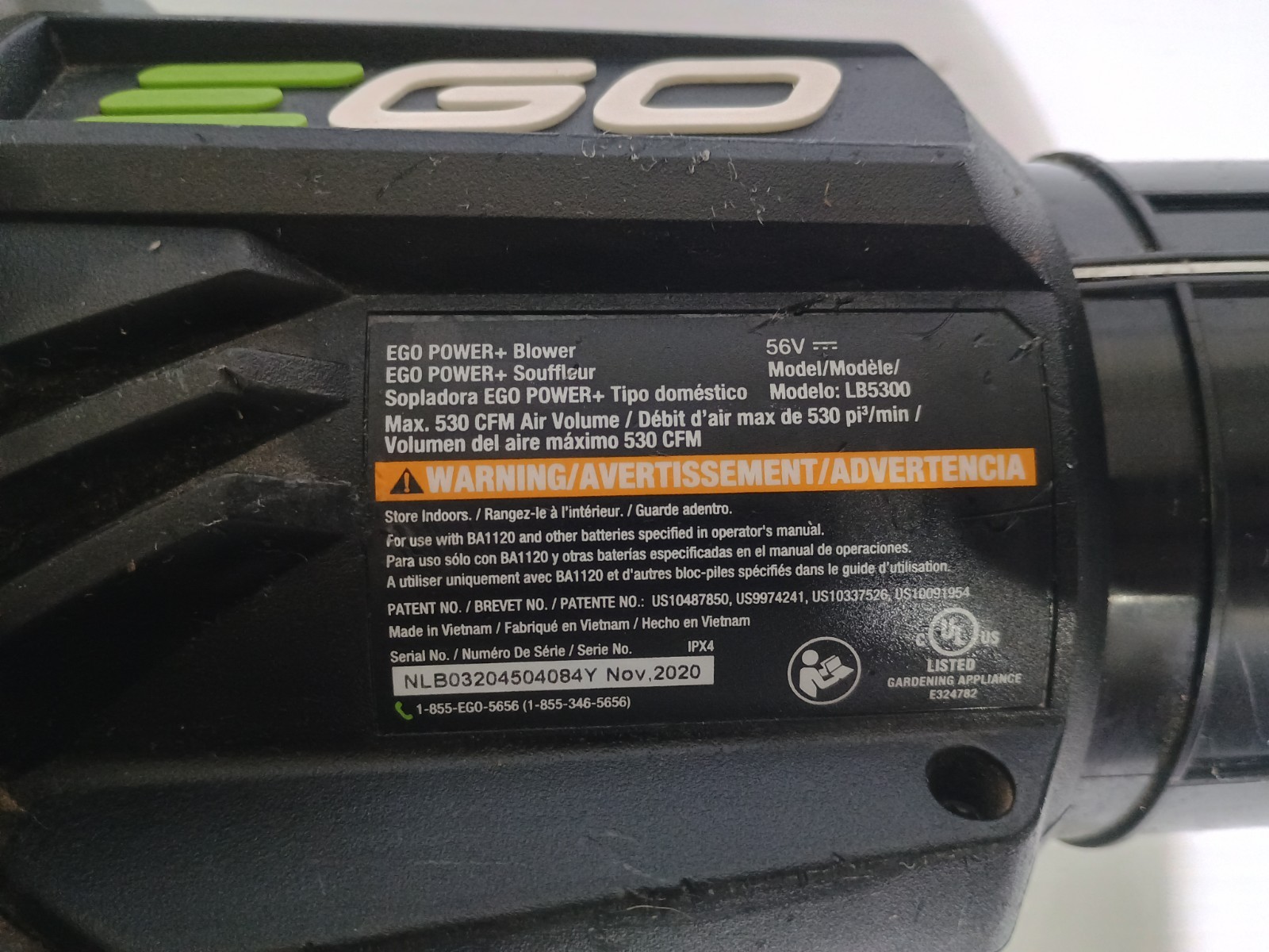 EGO Power+ LB5300 56V 530 CFM Cordless Leaf Blower -