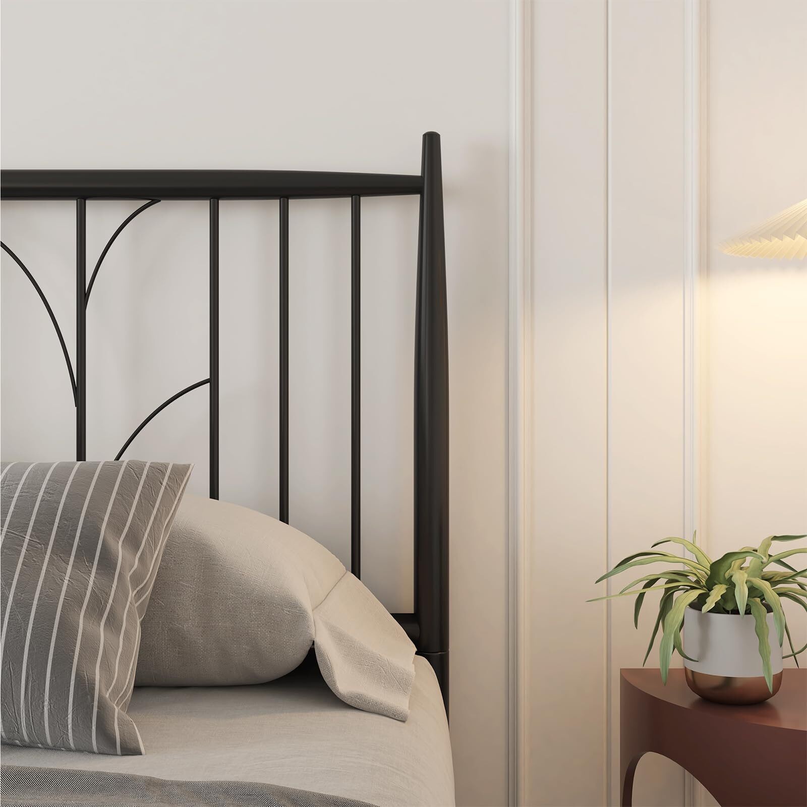 Full Size Metal Platform Bed Frame with Foundation Headboard Heavy Duty