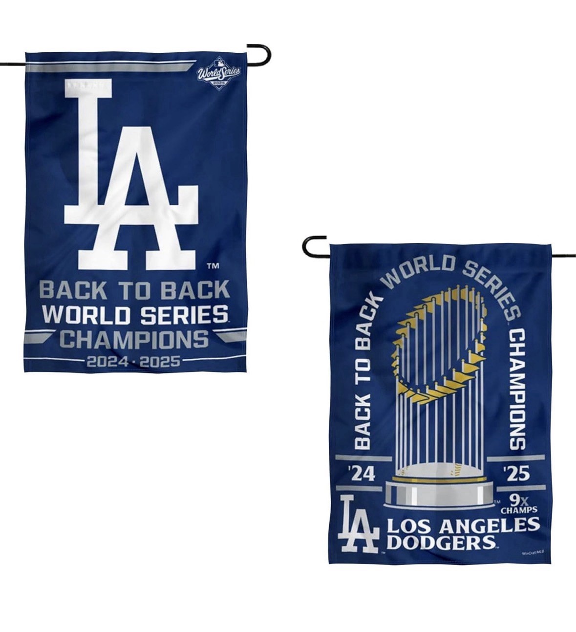 MLB LA Dodgers 9x Champs Garden Flag Double Sided MLB Dodgers Premium Yard Flag