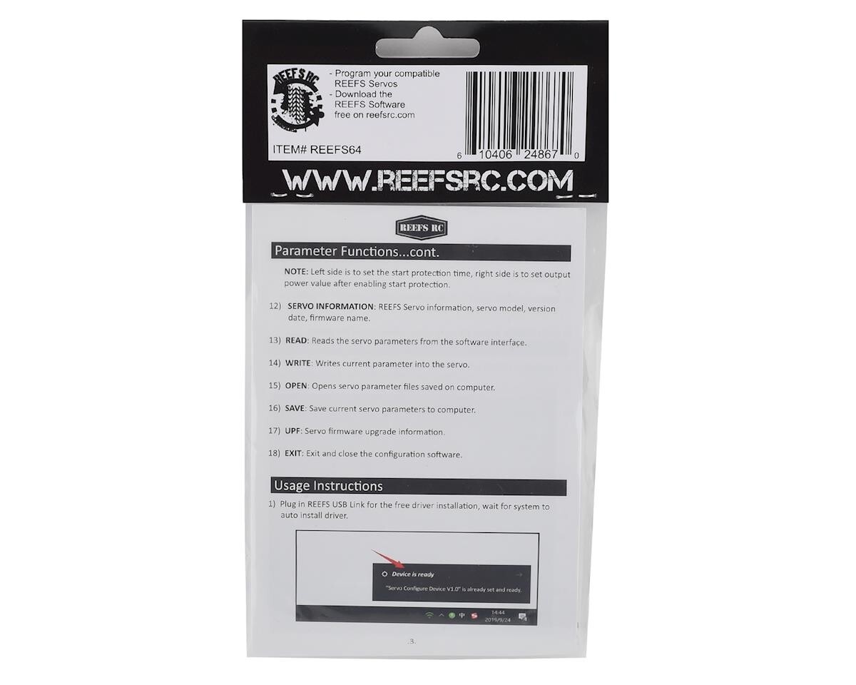 REEFs RC USB Link Servo Programmer Programmable Servo 422HDv2 299:LP RAW500