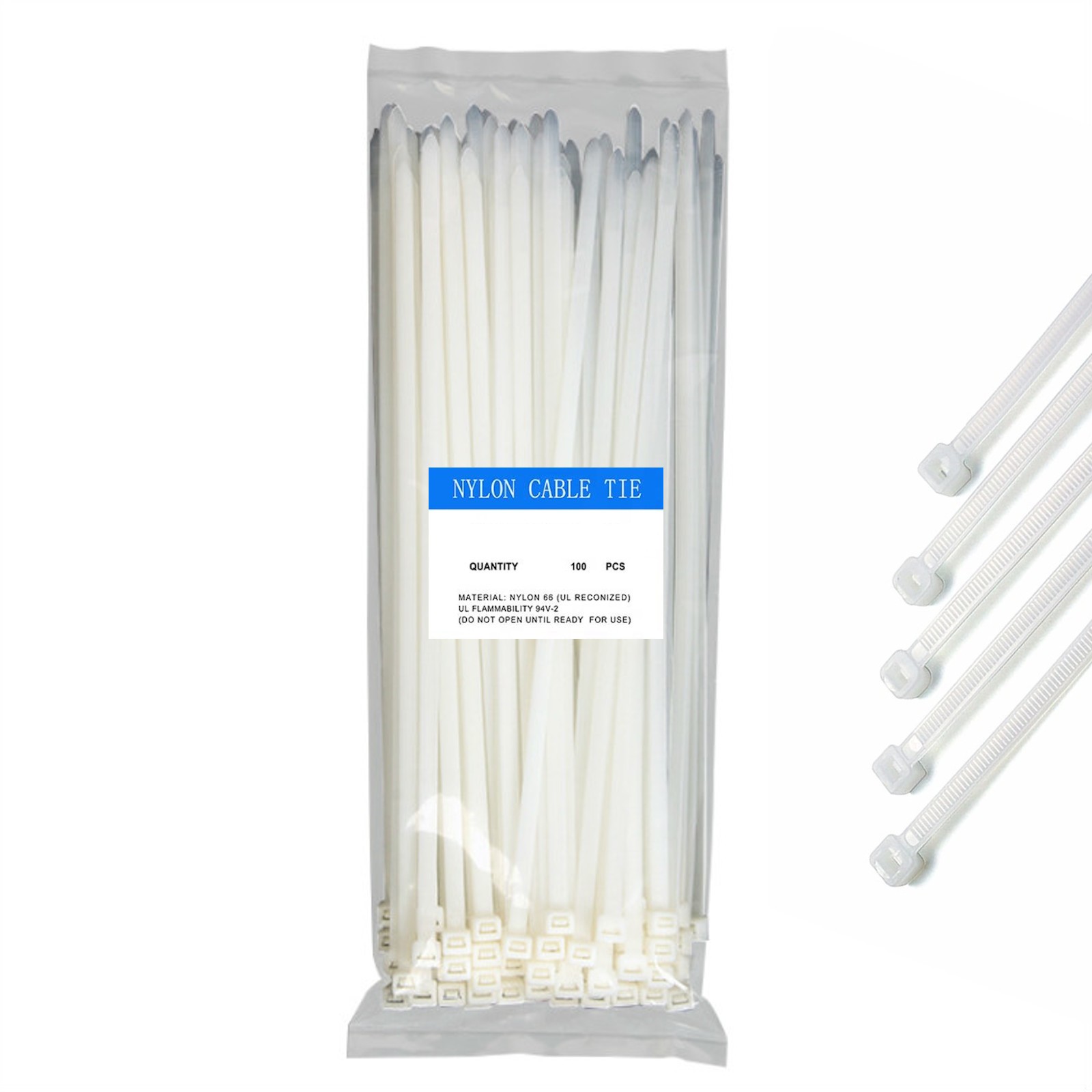 EWANTO 5 x 100 pieces cable ties nylon cable ties length 150 mm white