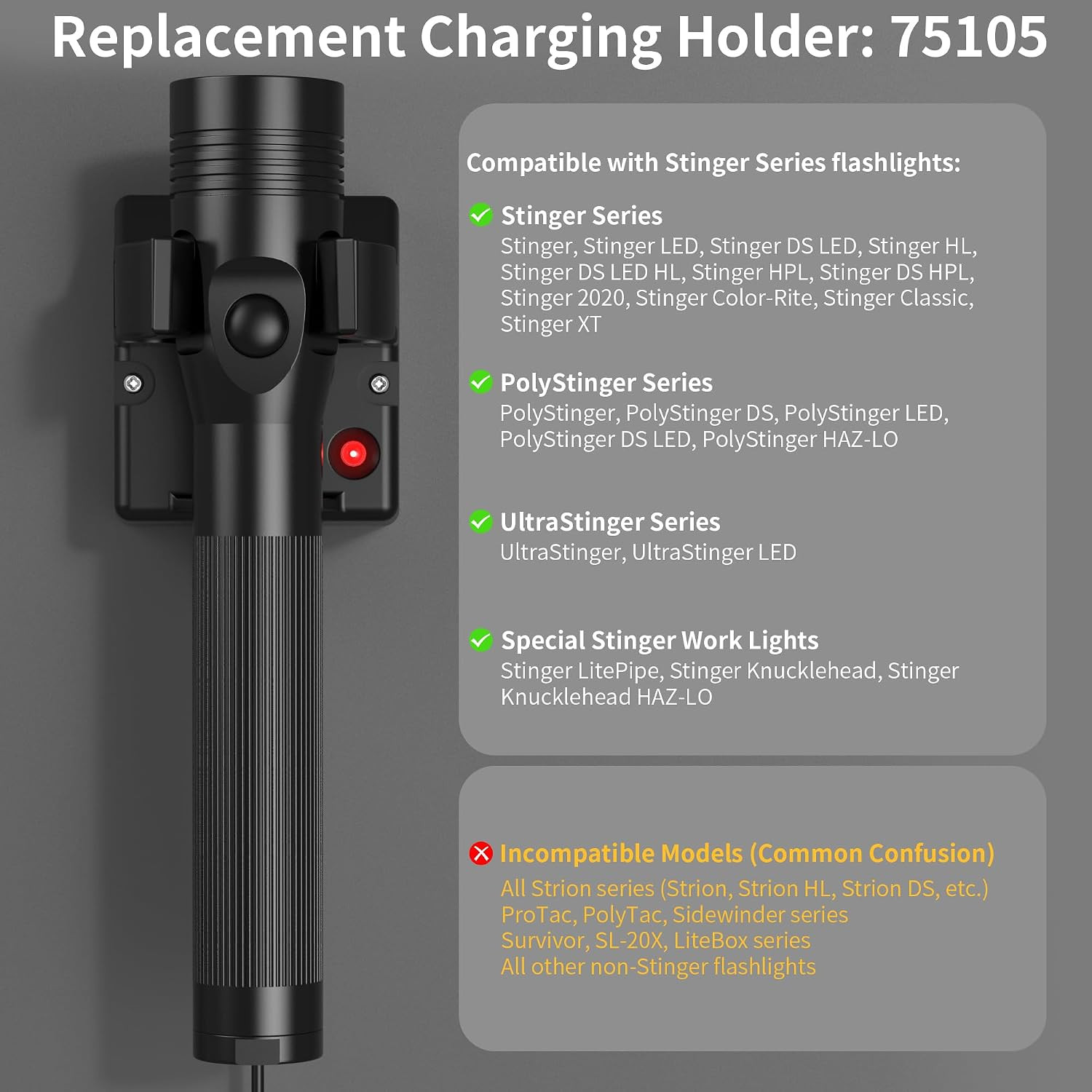 USB-C Charger Holder Compatible with Streamlight Stinger Series Flashlight | Str