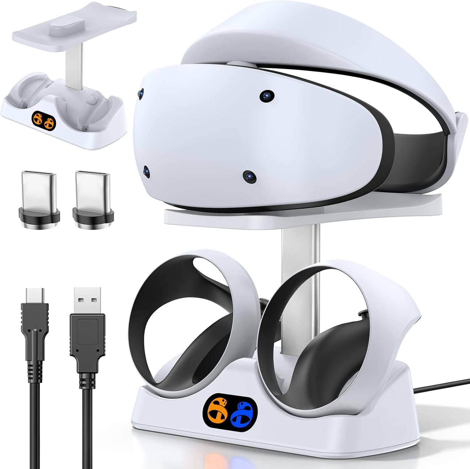 PS5 VR2 Controller Charging Dock & Headset Stand, LED Indicator, Type-C Cable