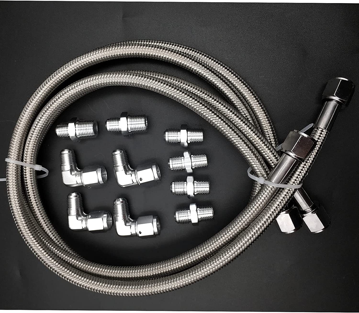 SS Braided Transmission Cool Hoses Lines Kits For Chevy Ford TH350 700R4 TH400