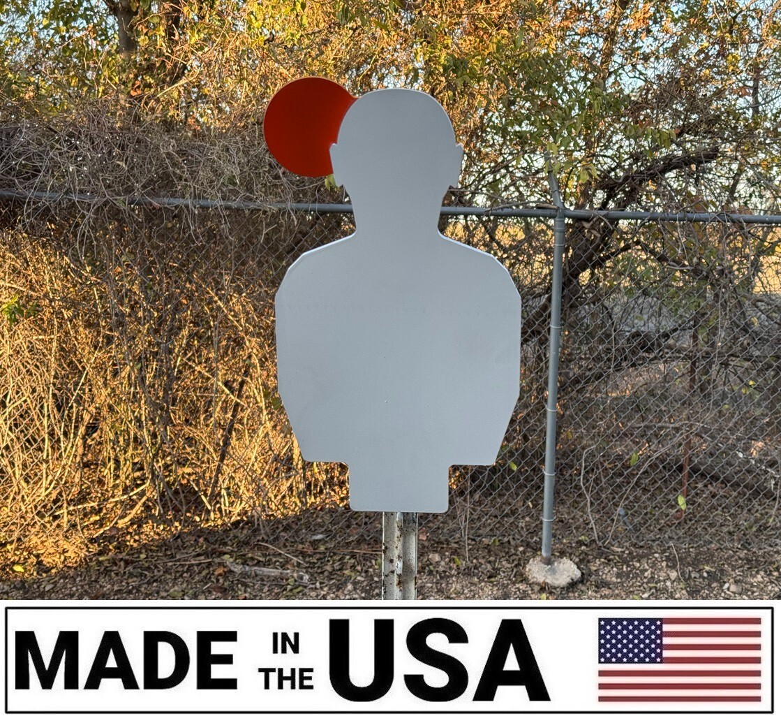 [SR] 3/8" Steel Hostage Target 9"x16" Torso 3.5" Painted Swivel Paddle Reactive