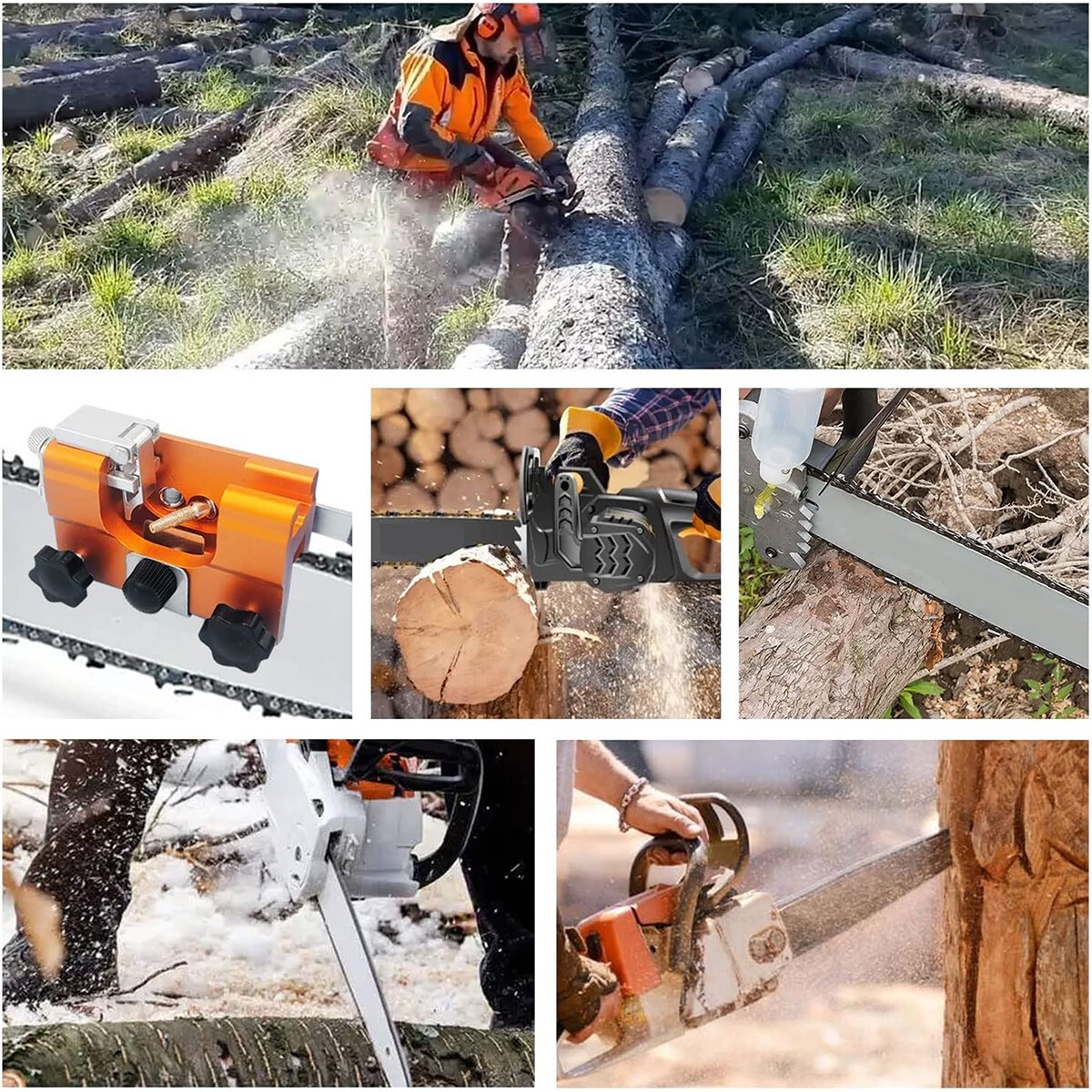 Chainsaw Chain Sharpening Jig Portable Hand Crank Sharpener Tool Set