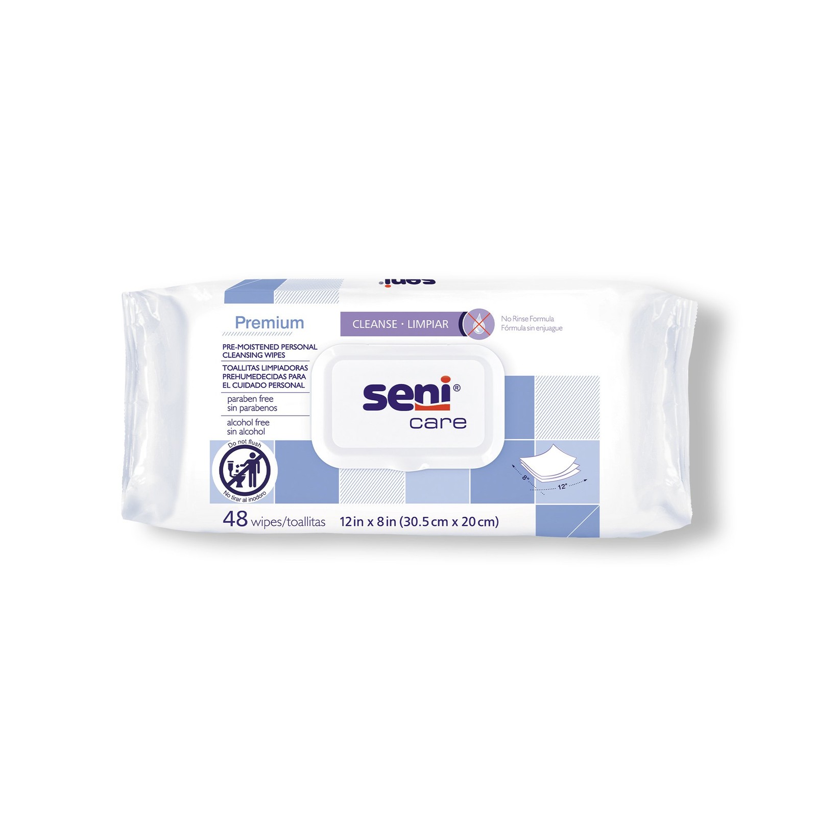 Seni Care Personal Cleansing Wipe 8 x 12" S-WR48-C11 12 Pack 576 Wipes