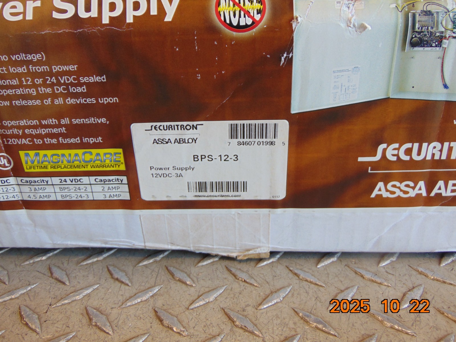 ASSA ABLOY SECURITRON BPS-12-3 BPS POWER SUPPLY 12VDC 3A