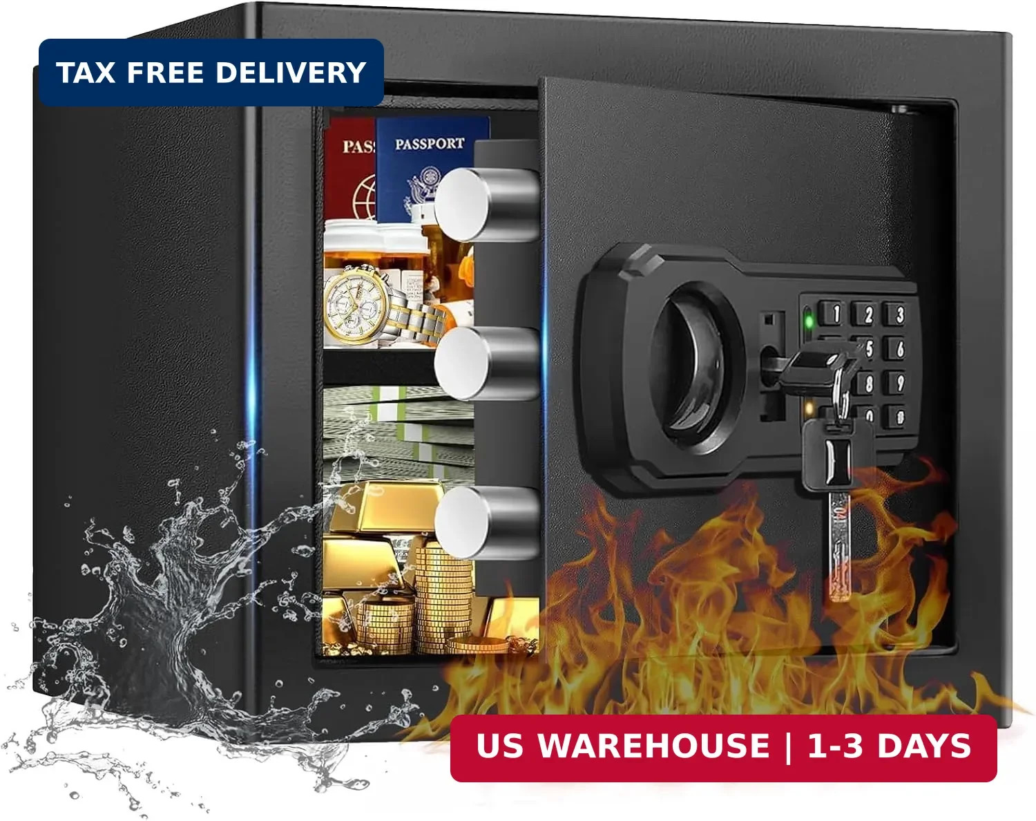 1.3 Cub Small Fire Safes Document Box Home, Security Home Safes Water and Firepr