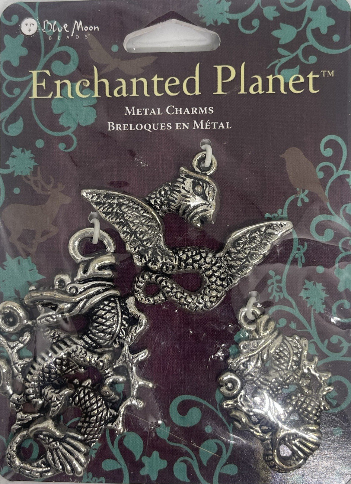 Blue Moon Enchanted Planet Three Dragon Charms Metal Ornate Jewelry Making Craft