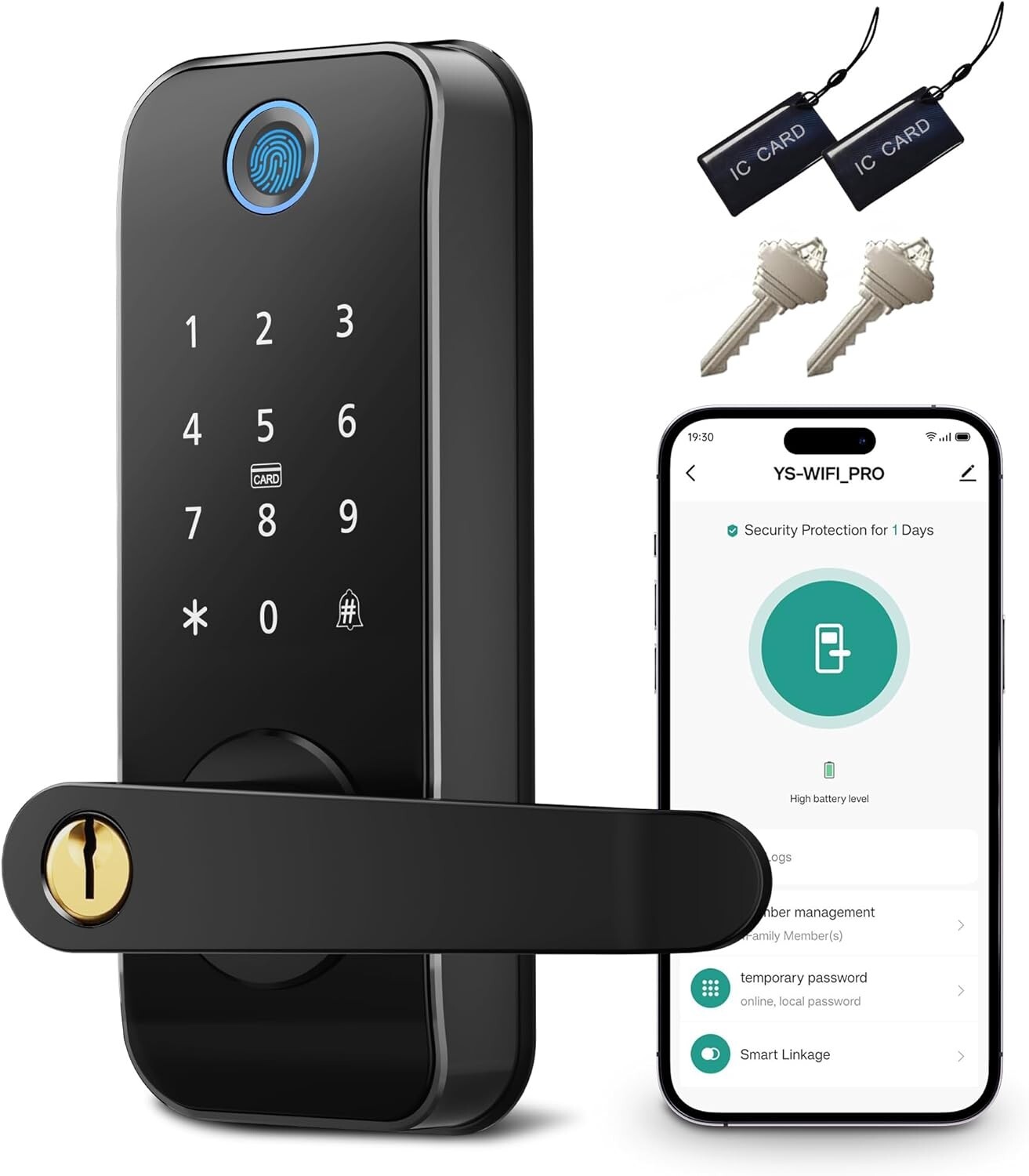 Smart Door Lock Fingerprint 5-in-1 Keyless Entry Auto-Lock Remote access via app