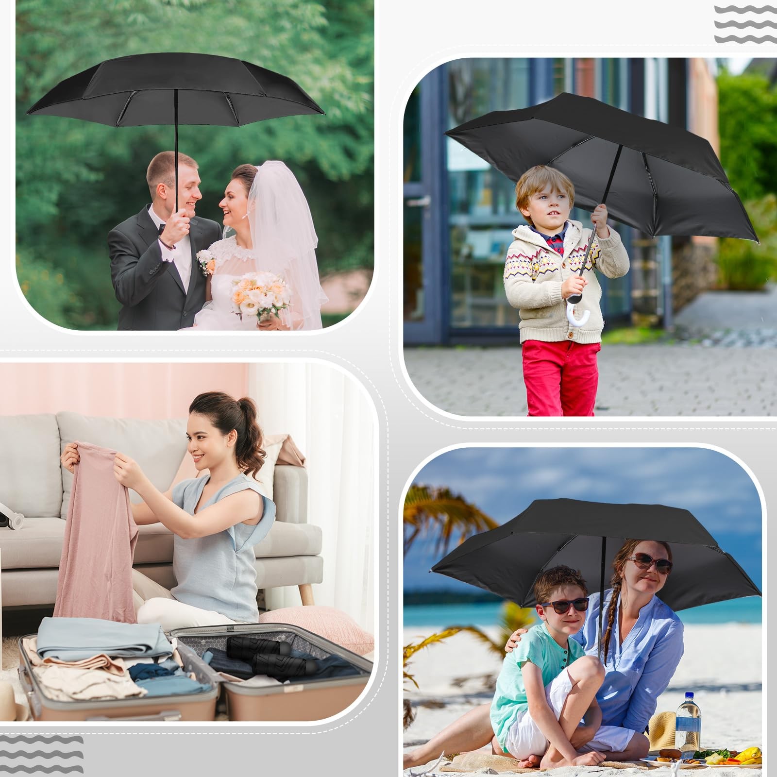 12 Pcs Travel Mini Umbrellas for Purse Bulk Folding Compact Lightweight Windp