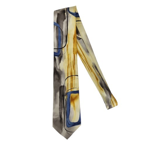 J. Garcia Collection Fifty-Four Gray Yellow 3D Warthog Glasses 100% Silk Tie