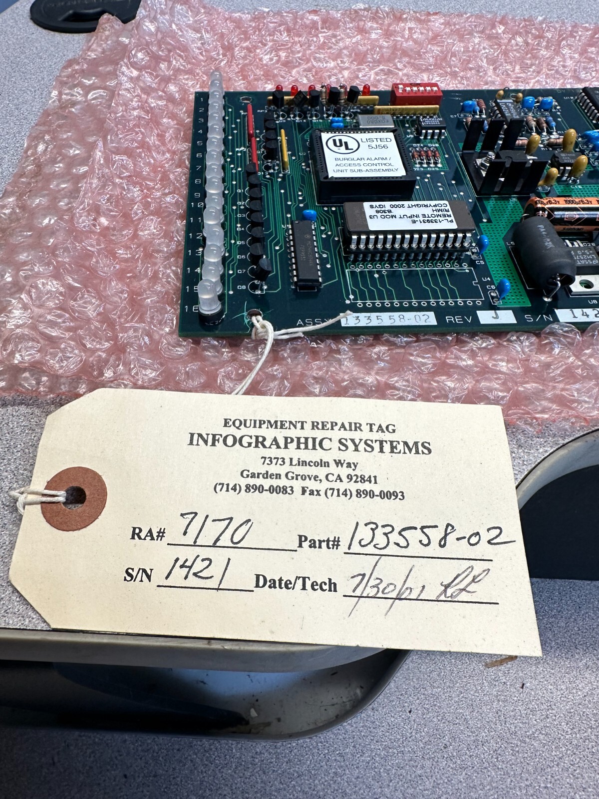 INFOGRAPHICS 133558-02/ 16 INPUT BURGLAR ALARM ACU PROCESSOR. REFURBISHED