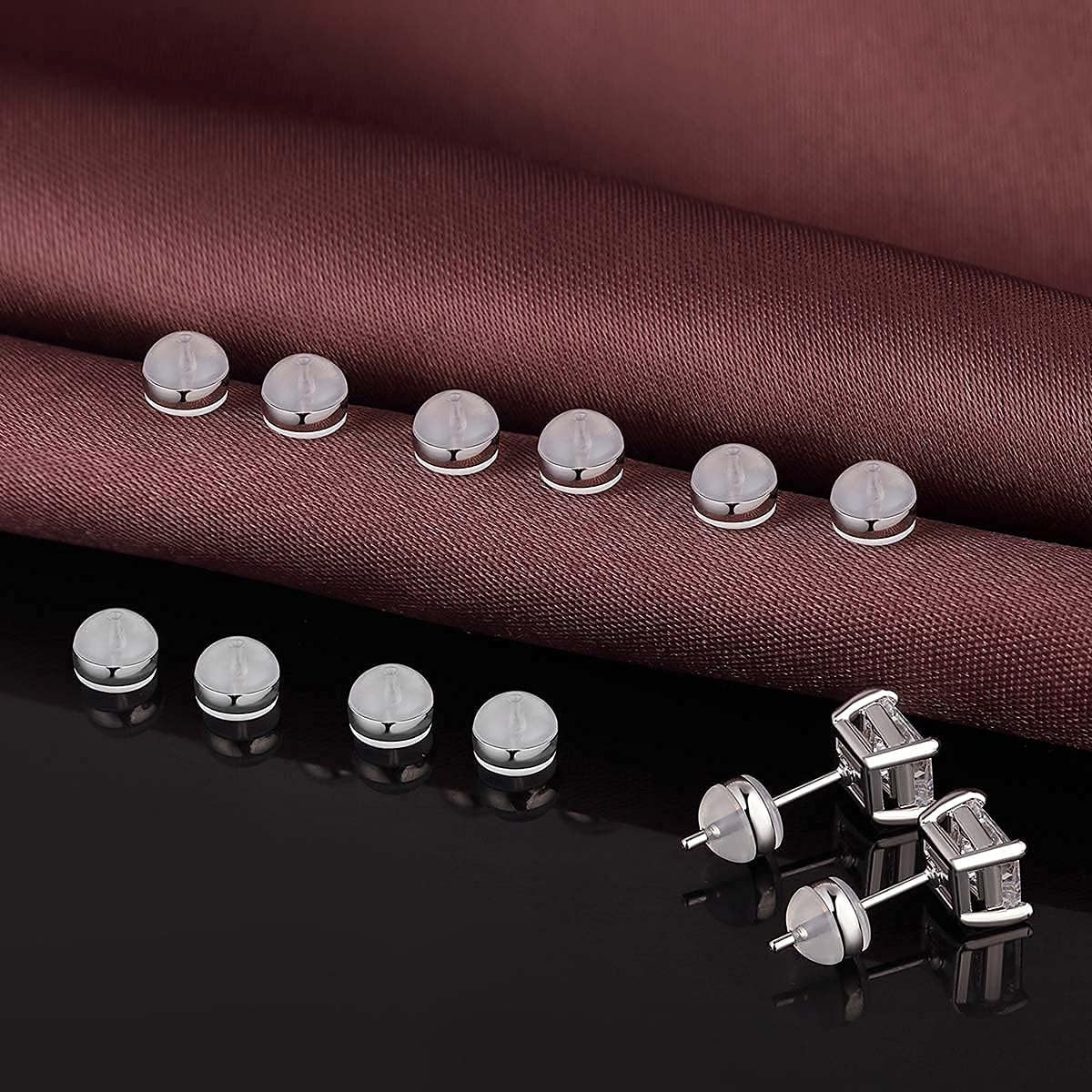 12Pcs Soft Silicone Earring Backs for Studs Silver&Gold Belt Rubber Earring Back