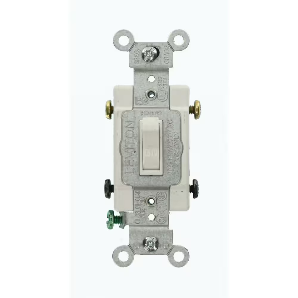 20 Amp Commercial Grade Double-Pole Toggle Switch, White 54522-2W