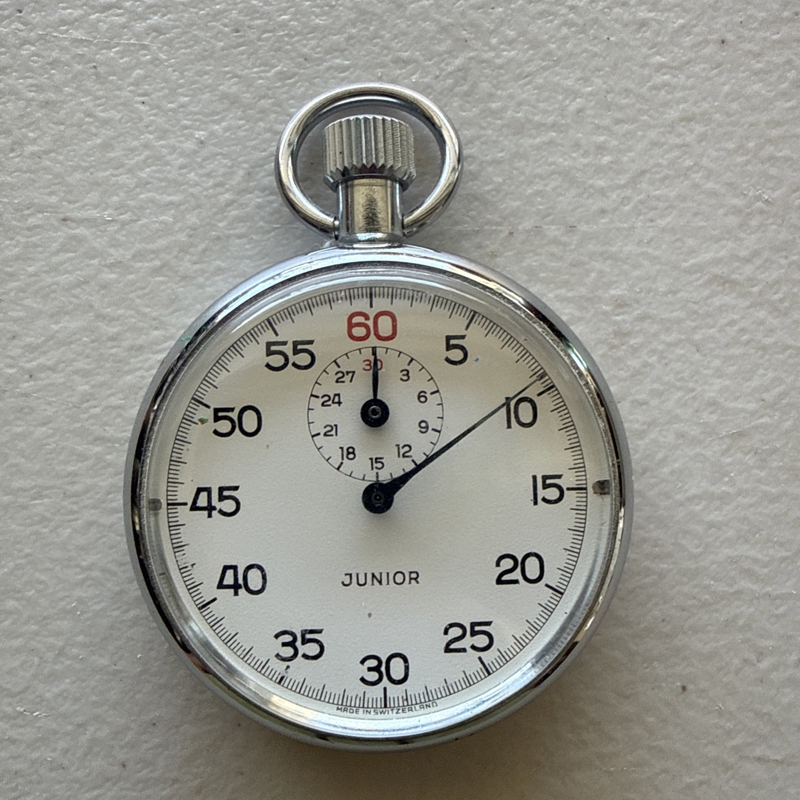 Vtg JUNIOR Swiss Made Pocket Timer Stop Watch **READ